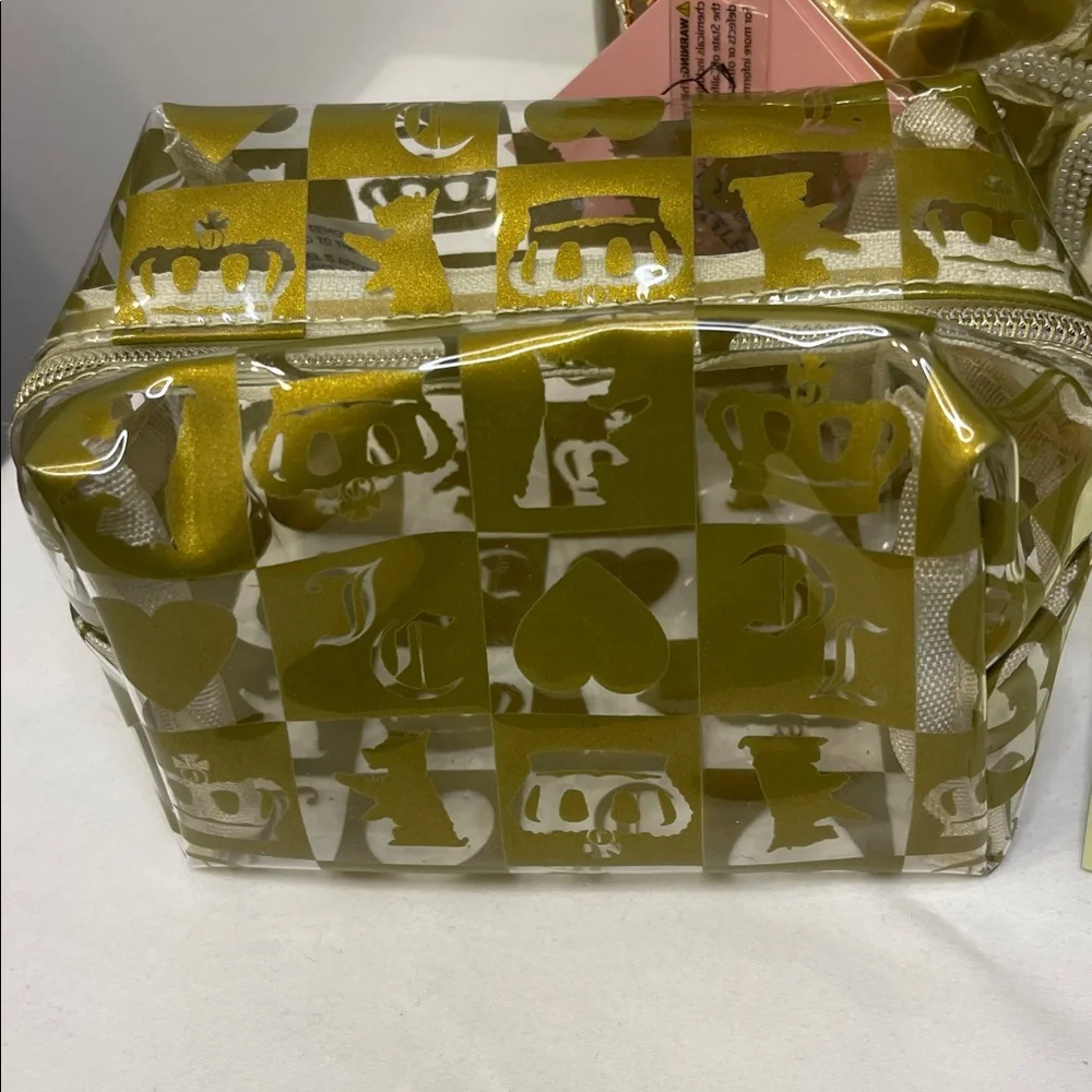 Juicy Couture 2 Cases Cosmetic Gold Bundle NWT